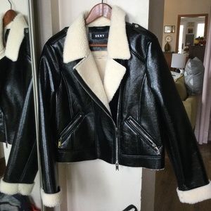 DKNY faux shearling motorcycle jacket
